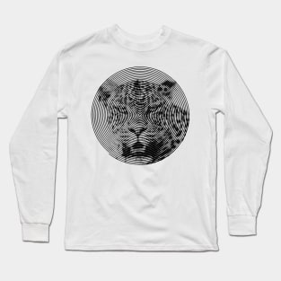 Leopard Face Close-up in Spiroglyphic Style Spiral Circles Long Sleeve T-Shirt